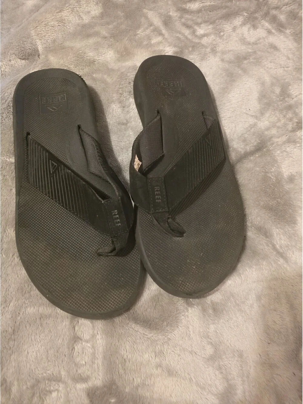 MEN'S REEF BLACK FLIP FLOP BEACH SANDALS SIZE 10